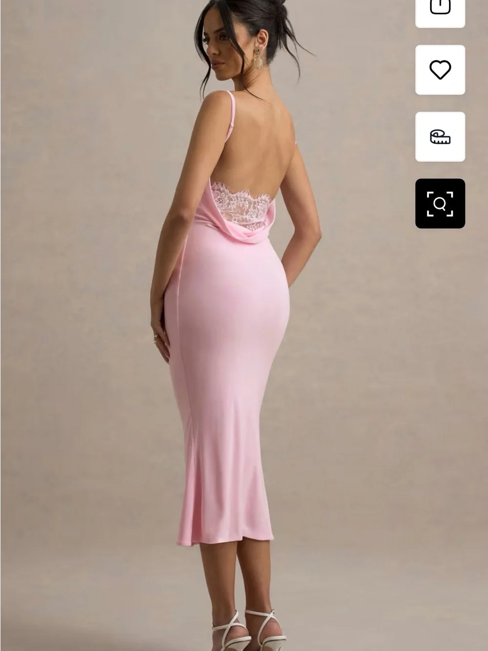Cowl Neck Midi Slip Dress in Blush Pink